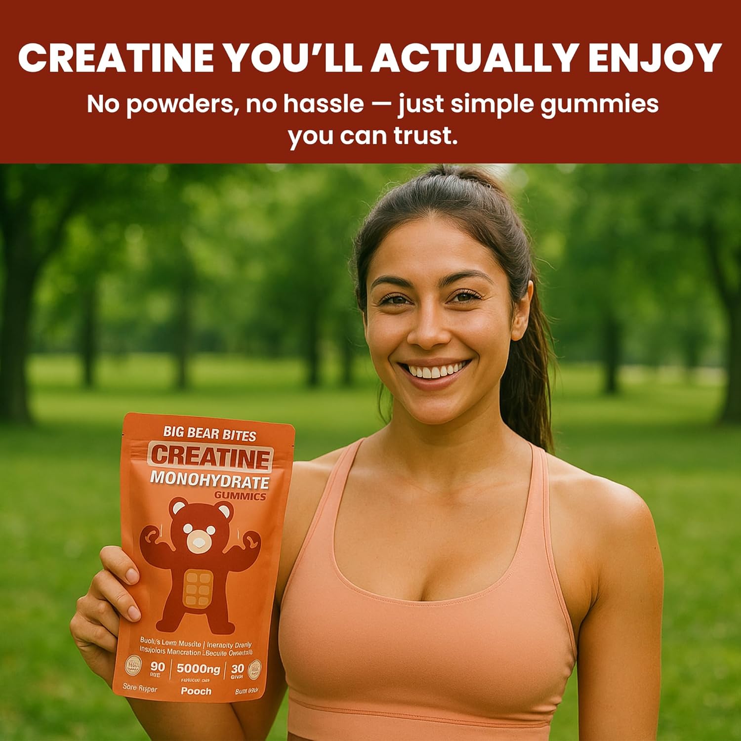 Creatine Monohydrate Gummies for Men & Women | 5000Mg of Creatine Gummies per Serving | Sugar, Gluten Free & Halal | Pack of 90 for Pre Workout & Muscle Recovery | Peach Flavor